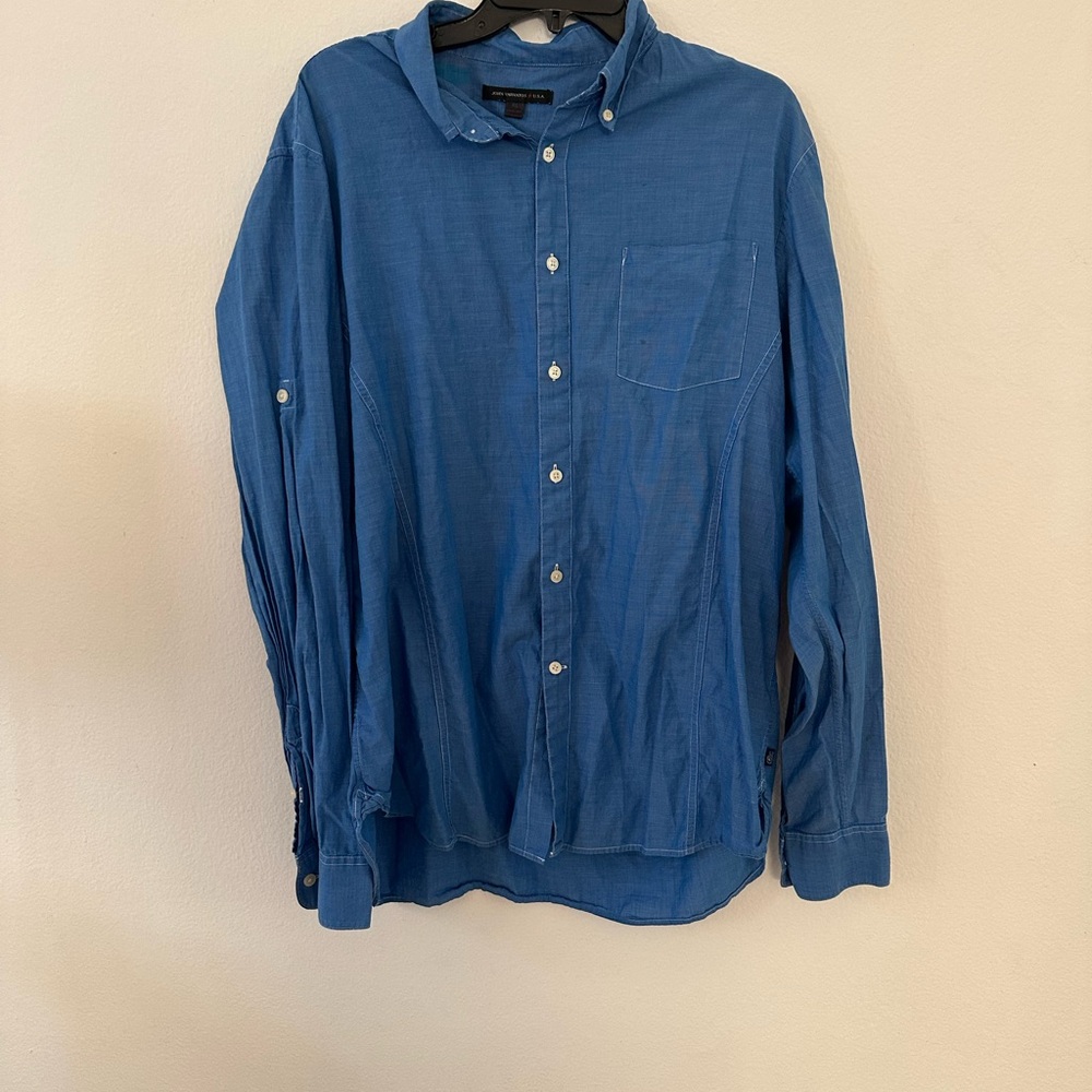 John Varvatos Casual Blue Button-Down Shirt
